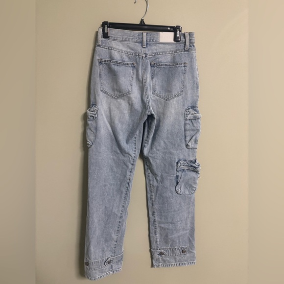 PISTOLA Bobbie Mid Rise Loose Straight Utility Cargo Jeans Light Blue Size 25 - Picture 3 of 11